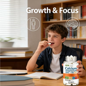 Comprimés de calcium, magnésium, zinc et vitamine D3 les plus vendus, hautement absorbables, complément de collagène pour la force osseuse des adultes - Product Image 4