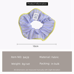 Elastico per capelli Sweet <span class=keywords><strong>Cream</strong></span> Colon Summer Scrunchies coreano a righe con orsetto, elastico per coda di cavallo alta, Mori Girl, elastico grande a sfera - Product Image 6