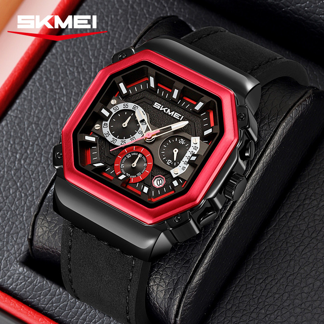 New Luxury Square Sport Wristwatch 3ATM Waterproof Luminous Chronograph Japan Movement Quartz Watches Stainless Steel Watch