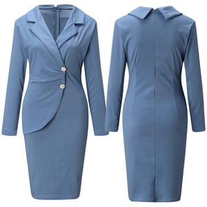 Zarif kariyer elbiseler profesyonel kıyafetleri dantelli uzun Blazer balo elbisesi ofis üniforma iş resmi elbise giymek - Product Image 6