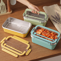 Groothandel 304 roestvrijstalen geïsoleerde bento lunchbox, draagbare buitenlunchbox met plastic deksel voor fruit, noten en snacks