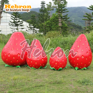Ornement de jardin <span class=keywords><strong>en</strong></span> fibre de verre réaliste <span class=keywords><strong>en</strong></span> forme de fraise, sculpture de fruits et légumes pour la ferme et la cueillette, décoration de jardin - Product Image 3
