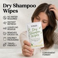 Lingettes nettoyantes capillaires sans eau au thé vert et niacinamide, personnalisables en gros, pour racines grasses, élimination des odeurs et fini volumineux