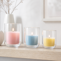 Vente en gros de porte-bougies en verre transparent à base ronde en arc, petits gobelets en verre pour la décoration d'ambiance intérieure