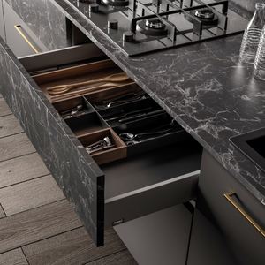 ตู้เมลามีนเคลือบเงาสูงตู้ครัวเป็นมิตรกับสิ่งแวดล้อมชุดเกาะพร้อมก๊อกน้ำเฟอร์นิเจอร์คุณภาพสูง - Product Image 4