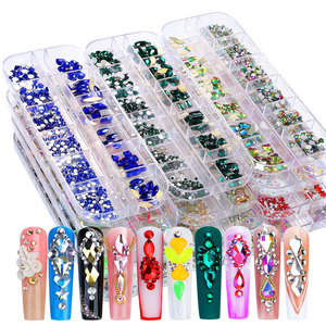 Accesorios de Uñas de Lujo al por Mayor, 12 Compartimentos, Cristales Planos, Diamantes de Imitación 3D, Plateados, Aurora, Coloridos, para Decoración de Uñas - Product Image 4