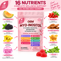 Gummies de Myo-Inositol à Marque Blanche avec Berbérine, Vitamines D3, K2, Folate, Zinc, Magnésium – Soutien Hormonal Quotidien pour Femmes