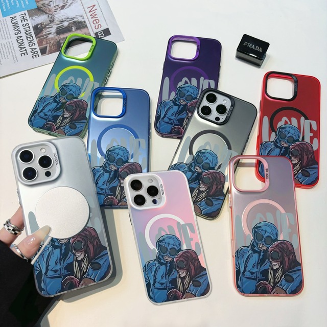 Trendy Customized Magnetic Wireless Charging Shockproof Luxury PC Multi Colors UV Painted Phone Case for 11 12 13 14 15 16 Pro