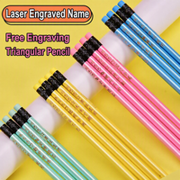 Crayons triangulaires Macaron avec gravure laser personnalisée pour enfants, étudiants, fournitures scolaires et cadeaux personnalisés