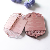 Cartes de menu en acrylique gravées au laser en gros, texte gravé au laser, cartes de menu en acrylique découpées de luxe avec feuille de gaufrage à chaud, invitations de mariage