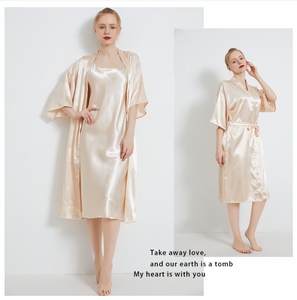 ODM OEM Winter Hotel Use Unisex <strong>Robe</strong> Quick Dry Thermal Plus Size Satin Bathrobe Silky Pajama Gown Bride Bridesmaid Front Knee - Product Image 2