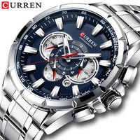 Reloj CURREN 8363 para Hombre, Relojes de Cuarzo Deportivos de Lujo, Resistentes al Agua, Cronógrafo, Fecha, Correa de Acero Inoxidable, Manecillas Luminosas