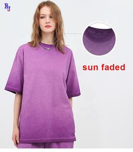 Style de rue populaire 250GSM poids lourd rétro lavé T-Shirts à manches courtes T-shirt unisexe surdimensionné T-shirts Sun Faded T-shirt - Product Image 5