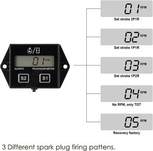 Jayron Tachymètre inductif à <span class=keywords><strong>essence</strong></span> LCD JR-HM011N étanche <span class=keywords><strong>jauge</strong></span> de compteur horaire/tachymètre réinitialisable pour moteurs marins de motos - Product Image 3