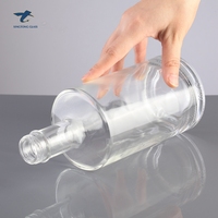 Bouteille en verre super flint cylindrique transparente de 750 ml, vide, pour spiritueux, avec col à vis, vente en gros d'usine