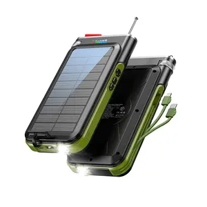 Solar Power Bank 20000mAh Qi Carregador Sem Fio com Rádio Dual Channel Lanterna LED Night Light Banco de energia solar