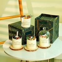 Bougie parfumée artisanale de luxe en cire de soja avec fleurs séchées, décorations créatives pour la maison, bougies en forme de pilier parfumées