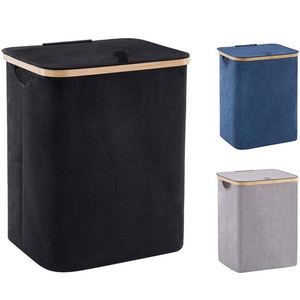 Bamboo <b>Laundry</b> <b>Basket</b> <b>with</b> <b>Lid</b> Hampers Handles Foldable Toy Storage Box <b>Laundry</b> <b>Basket</b> - Product Image 2