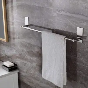 Drop Shipping Wall Mounted Towel Bar Bathroom Accessories Set Hardware Rack No Punching Stainless Steel Towel Rack