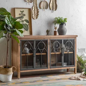2022 New Ironwood 3-door kitchen furniture Wooden antique console storage Buffet cabinets