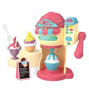 热销厨房玩具套装塑料逼真冰淇淋机迷你食品模型声音女孩玩具儿童玩具2023