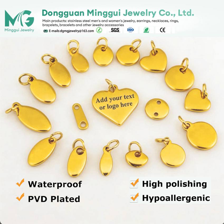 Custom Charms Brand Jewelry Tags With Logo Custom Necklace Pendant Stainless Steel 304/316 Jewelry Logo Price Tags For Jewelry