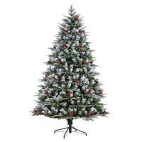 Sapin de Noël artificiel extérieur en PE de 1,80 m, blanc, effet neige tombante, dense, avec cônes de pin