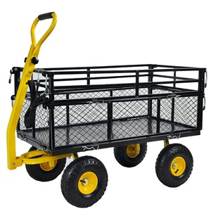Garden Car Double Layer <b>Folding</b> Steel Mesh Cart 96x51cm 900lb Capacity Four Wheel Transport <b>Trailer</b> - Product Image 2