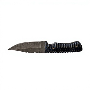 Cuchillo de Supervivencia para Caza y Camping, Hoja Fija con Punta de Gota, Acero de Damasco Forjado, Mango de Madera Pakka Azul, Personalizable, 3 Años de Garantía - Product Image 1