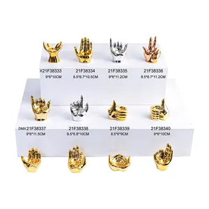 Candelabros de mano de Buda de cerámica dorados y plateados, portavelas geométricas de lujo