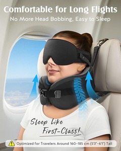 Almohada de Viaje para Soporte Cervical, Reposacabezas con Antifaz y Correa Ajustable para Auto y Avión - Product Image 6