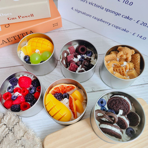 Aromathérapie Chambre Décoration Tin Can Gâteau Dessert Bougie, Cire De Soja Berry <span class=keywords><strong>Chocolat</strong></span> Coffret Cadeau Bougie De Pâques Bougies En Forme De Fruits - Product Image 2