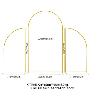 Support <span class=keywords><strong>de</strong></span> toile <span class=keywords><strong>de</strong></span> <span class=keywords><strong>fond</strong></span> en fer doré en demi-cercle, kit <span class=keywords><strong>de</strong></span> 3 pièces, support <span class=keywords><strong>de</strong></span> <span class=keywords><strong>fond</strong></span> pour événements, mariage, anniversaire, baby shower, décoration - Product Image 2