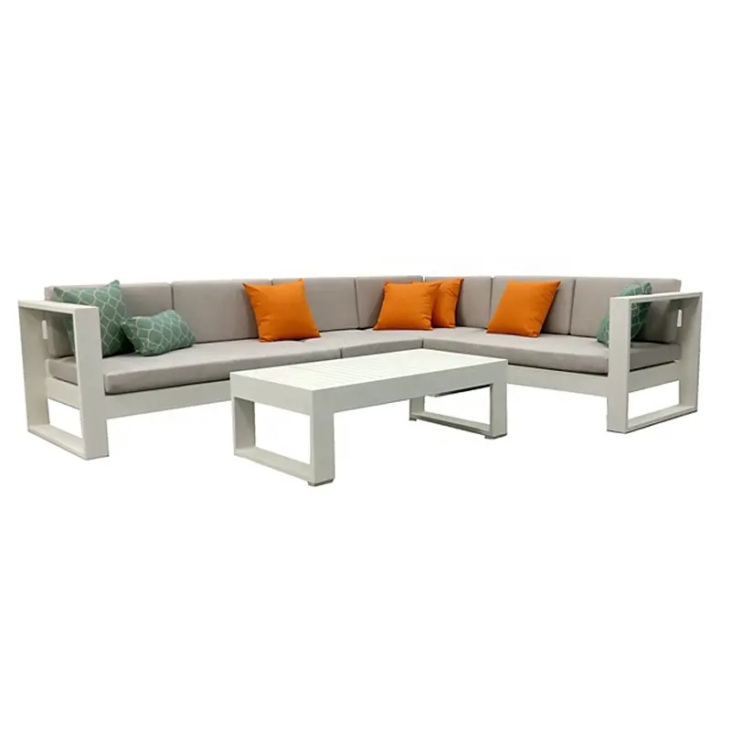Muebles de diseño clásico para exteriores, conjunto de sofás de jardín, patio, terraza, hotel, asiento profundo, sofá de jardín con marco de aluminio