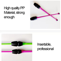 Bâtons de gymnastique rythmique de 41 cm/16 pouces avec tête en caoutchouc et tige en ABS, bâton de gymnastique artistique, barre d'exercice