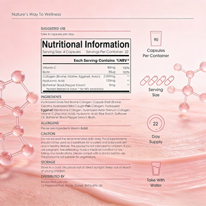 แคปซูลคอลลาเจนเปปไทด์ OEM ODM หลายชนิด 90 เม็ด 5 ประเภท ชนิดที่ 1 2 3 5 X พร้อมวิตามินซี กรดไฮยาลูโรนิก อาหารเสริม - Product Image 2