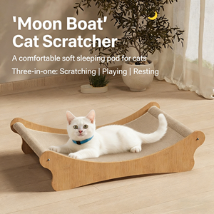 Krabplank van hoogwaardig meerlaags golfkarton, geïntegreerd kattenhuis, slijtvast en krasbestendig, kattenbank/ligstoel - Product Image 1