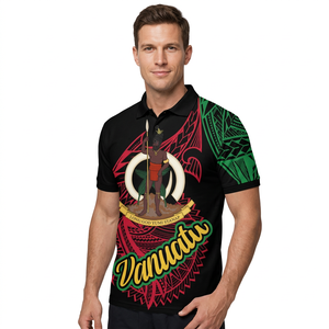 Haut d'été personnalisé avec fermeture éclair, motif totem polynésien Fidji, de luxe, décontracté, respirant, haute qualité, avec votre propre logo, pour sublimation - Product Image 3