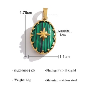 HB0701 จี้หินธรรมชาติแฟชั่นสุดฮิต ชุบทอง 18K สแตนเลส รูปดาว <span class=keywords><strong>งู</strong></span> พระอาทิตย์ เครื่องประดับผู้หญิง ไม่ลอกสี - Product Image 6