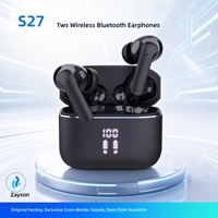 Écouteurs TWS S27 ANC+ENC à réduction de bruit, étanches IPX4, commande vocale, faible latence pour Bluetooth 5.3, semi-transparents HD numériques