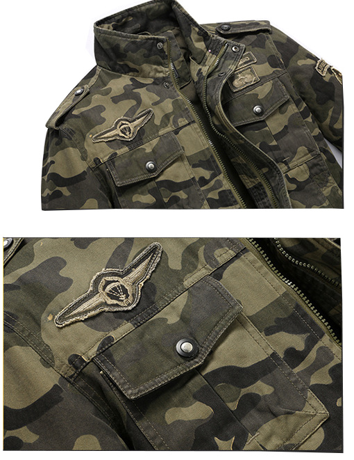 Men's Fashion Jacket 100% Cotton Camouflage Print Loose Fit Casual Street Wear with Stand Collar Canvas Fabric · image 6