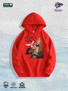 Almacén Local en EE. UU.: Sudadera con Capucha 100% Algodón con Gráfico Religioso de 'SAINTS SIN', <span class=keywords><strong>7</strong></span> Colores - Product Image 2