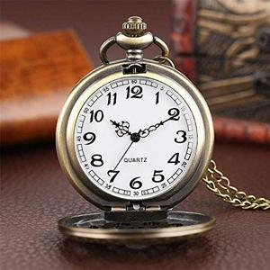 Orologio da Tasca Vintage in Rame Anticato con Catena, Design Inciso a Ragnatela, Stile Commemorativo Nostalgico - Product Image 2