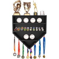 Support mural moderne en bois personnalisé pour la présentation de médailles de baseball, de pièces commémoratives et de badges