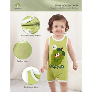 BambooBud Baby Romper Sleeveless Grape Print 100% Bamboo Viscose Unisex Infant Outfit Breathable Daily Wear - Product Image 2