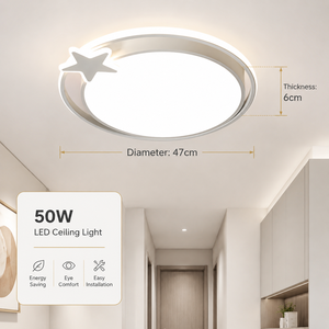 Modern Led Ceiling Light 50W Round Acrylic Flush Mount <b>Remote</b> Control Tri Color Dimmable For Bedroom Living Room - Product Image 4