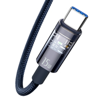 Kabel USB A ke Tipe C 15W Pengisian Cepat Kabel Data Cangkang Transparan Kabel Pengisi Daya USB C Terjalin untuk Smartphone