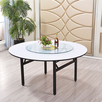 Table de banquet d'hôtel personnalisable, pliable, gain de place, 1,2 m, 1,5 m, 1,6 m, 1,8 m, 2 m, table ronde en PVC, table de mariage en bois massif