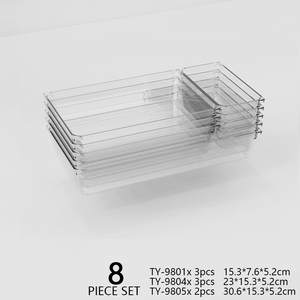 Set di Organizzatori per Cassetti Rettangolari in 5 Misure, Moderni Contenitori in Plastica PET per Camera da Letto e Bagno, per Cosmetici - Product Image 3