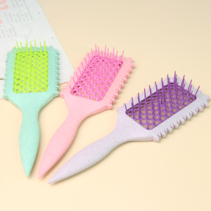 Nhà Máy Trực Tiếp Rơm Lúa Mì Xử Lý Nylon <span class=keywords><strong>Hollow</strong></span> Răng Hoa Cạnh Thư Bị Trả Lại Tạo Kiểu Tóc Tóc Bàn Chải Ướt Khô Sử Dụng Xoăn Bàn Chải Tóc - Product Image 6